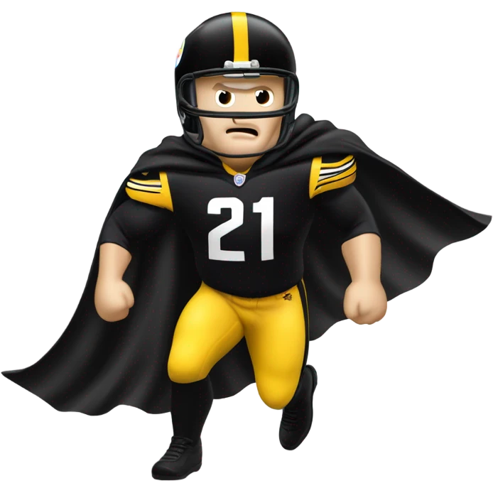 Terry Bradshaw Pittsburgh Steelers player in helmet and uniform with black cape. emoji