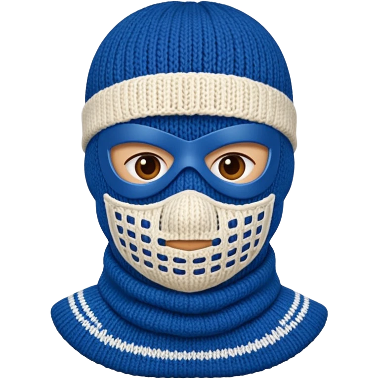 ski mask blue and white on half sides emoji