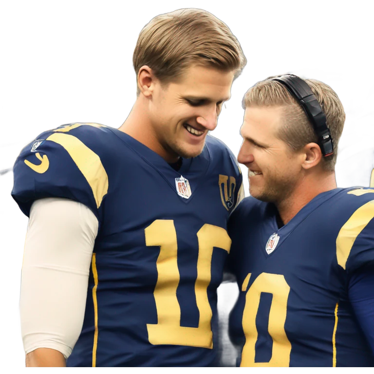 Jared Goff hugging Dan Campbell emoji