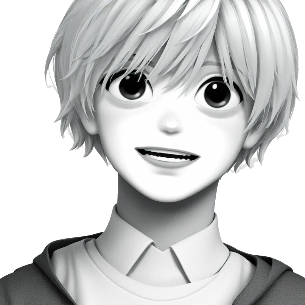 smiling boy in monochrome portrait emoji