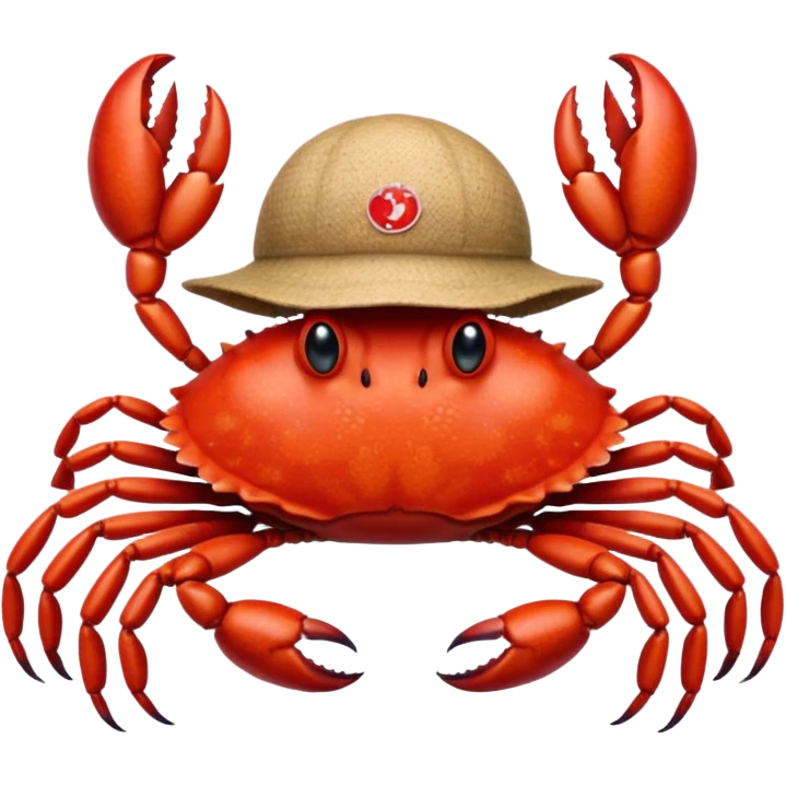 a crab with a hat with written "CARBONFACT" on it emoji