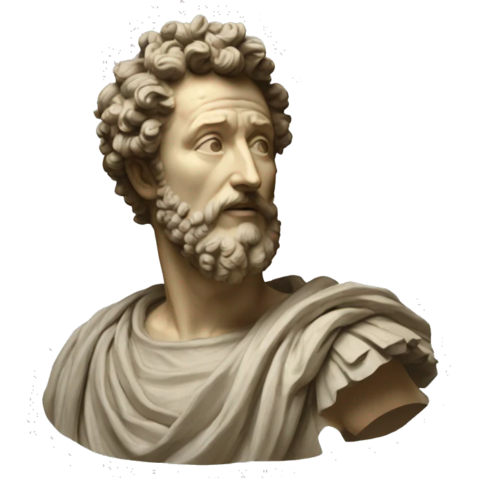 Marcus Aurelius drawing a paint emoji
