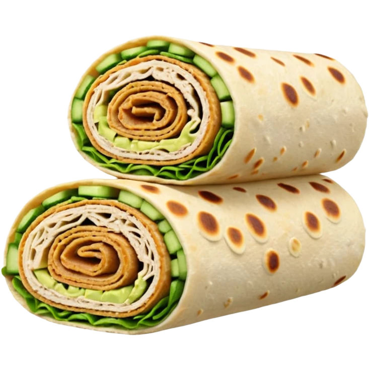 
Lavash roll with turkey, avocado sauce, cucumber emoji