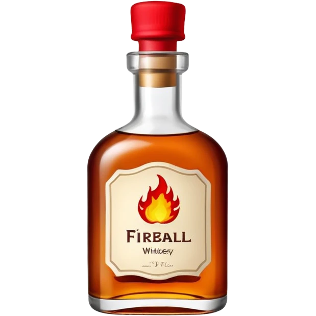 Small tiny bottle of whiskey called fireball with a red cap cute  emoji