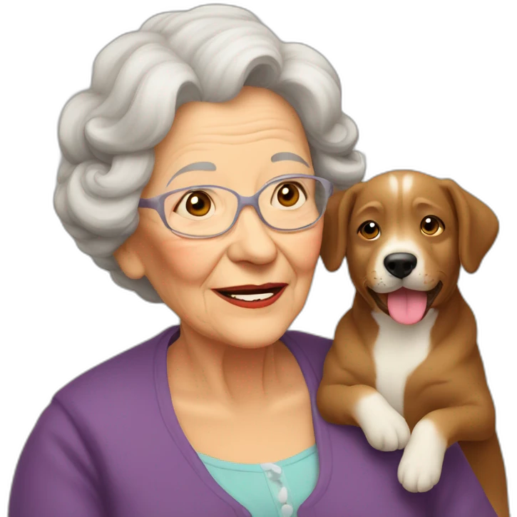 Grand mère avec chien emoji