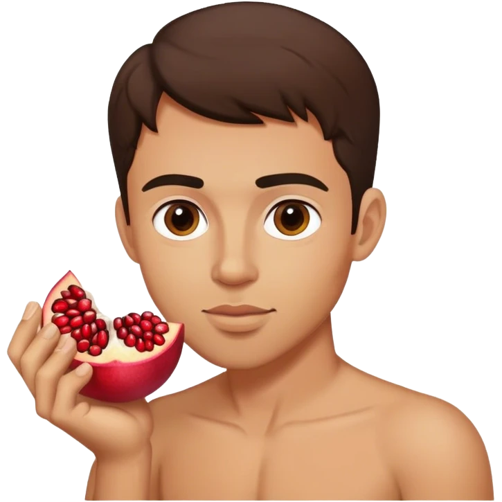 brunette white man eating pomegranate  emoji