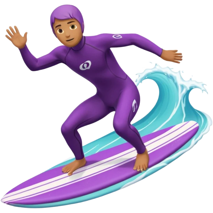 glitter surfer purple surf in wave ocean cian emoji