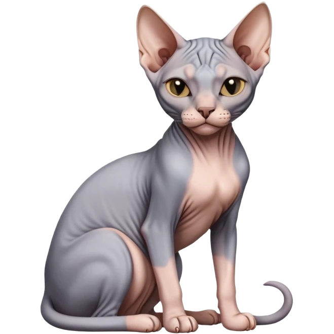 sphynx cat full body sitting with one eye closed emoji