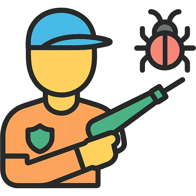 bug shooter figure with a bug blaster, clean and modern emoji