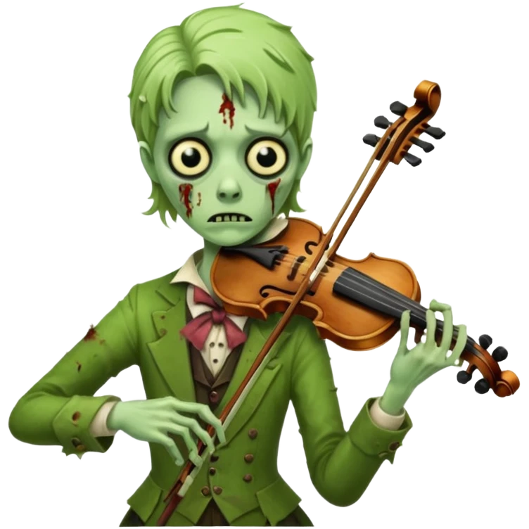 Zombie violinist – crooked bow, screechy notes, hunched over violin. emoji