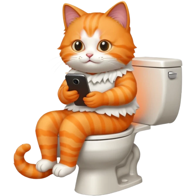 Cat on phone while pooping on toilet emoji