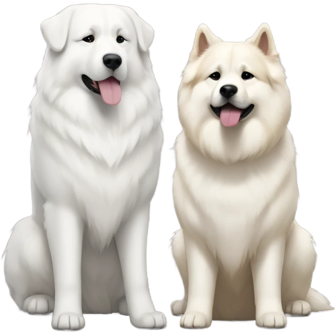 Great Pyrenees and big Akita standing next to each other emoji