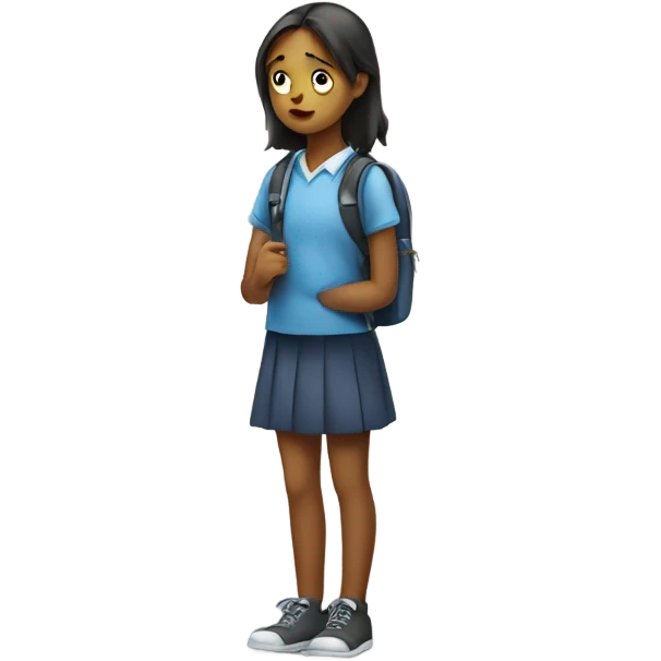 Sad girl going to school for engineering  emoji
