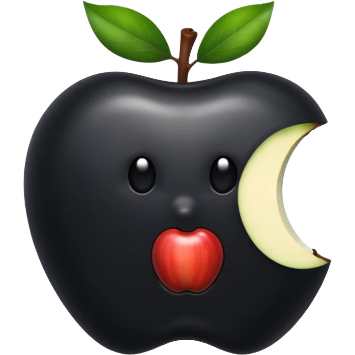 emoji of a black apple with a bite on the right emoji
