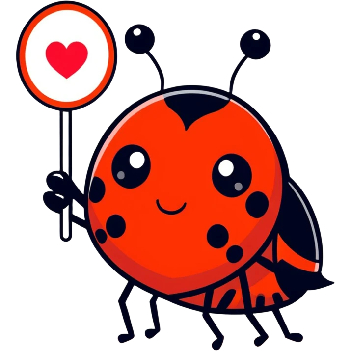 Ladybug with I love you sign emoji