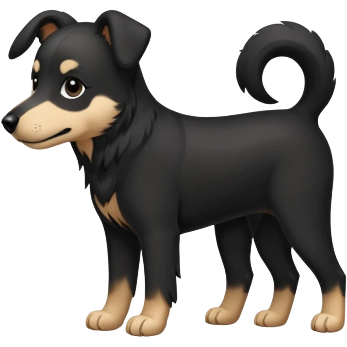 Chien noir avec poitrine et patte avant droite blanche emoji