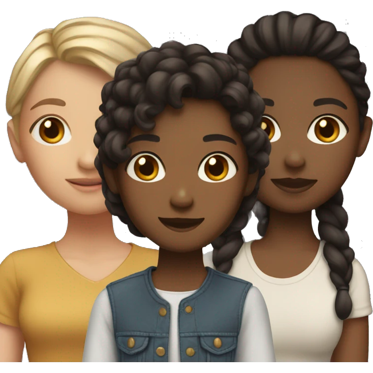 3 besties with light brown skin and dark hair emoji