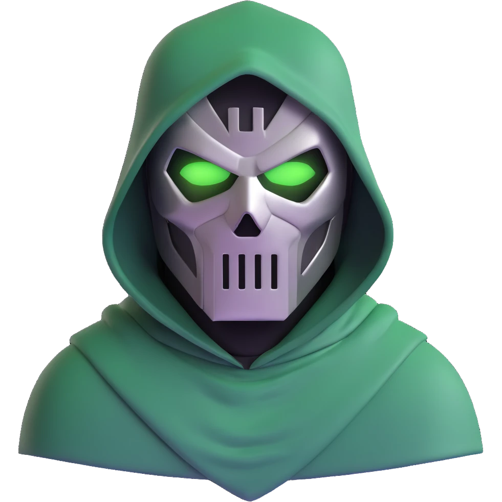 Doctor Doom with metal mask and green hood emoji