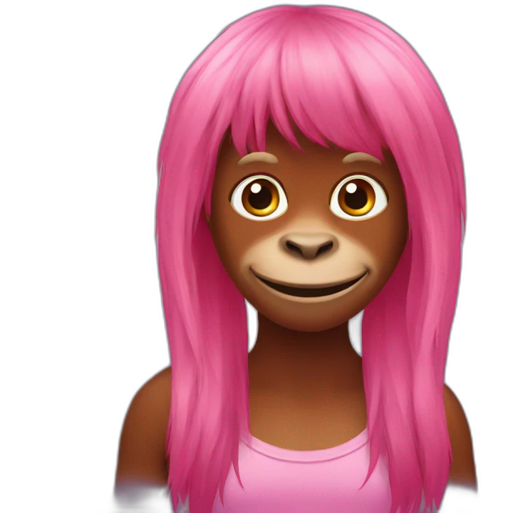 Female Orangutan with pink hair emoji