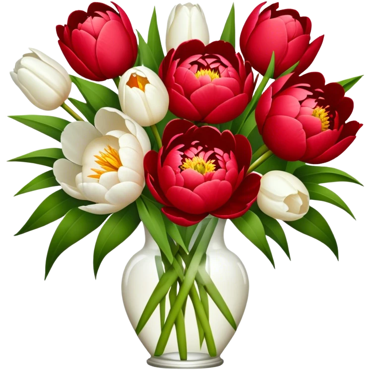 Rote Pfingstrosen und weiße Tulpen emoji