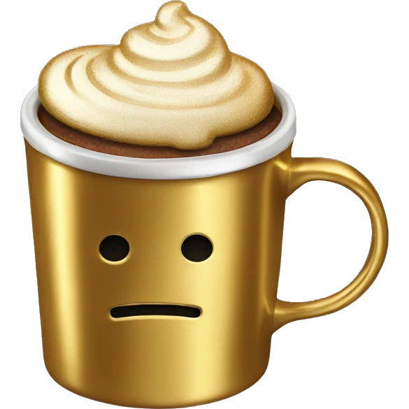 vintage Metallic Gold mug of coffe emoji