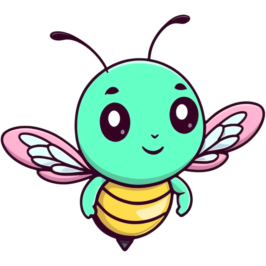 Glamorous mint green female bee with diamond-studded wings, rhinestone decorations, and glittery body emoji