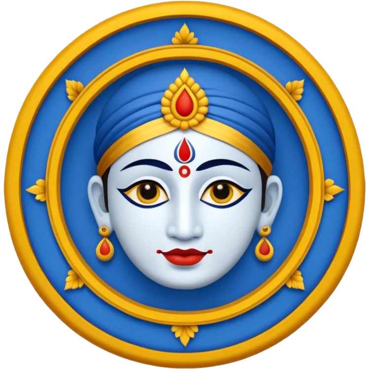 Krishna tilak symbol emoji, blue and yellow colors, no face, just tilak emoji