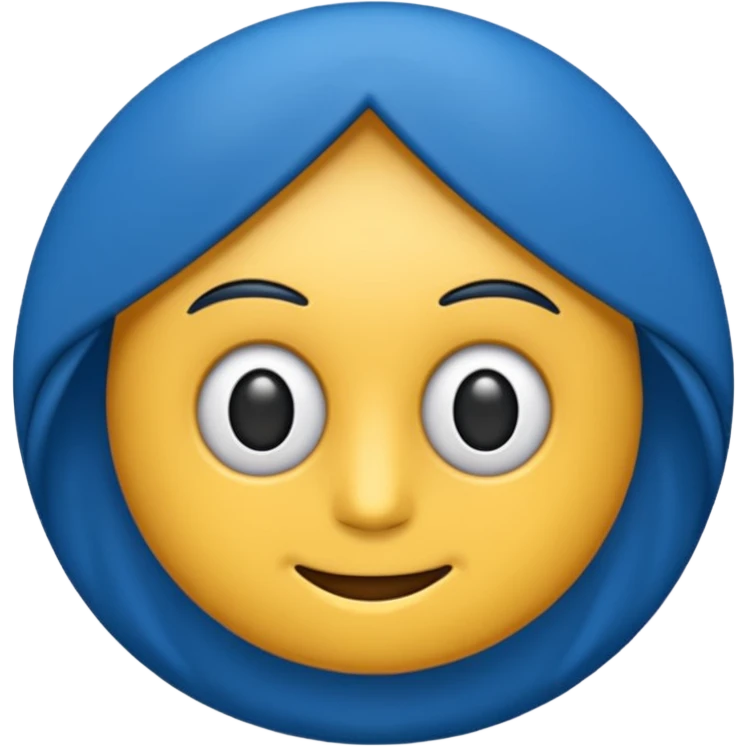 Emoji simples redondo azul com um sinal de certo no meio preto emoji