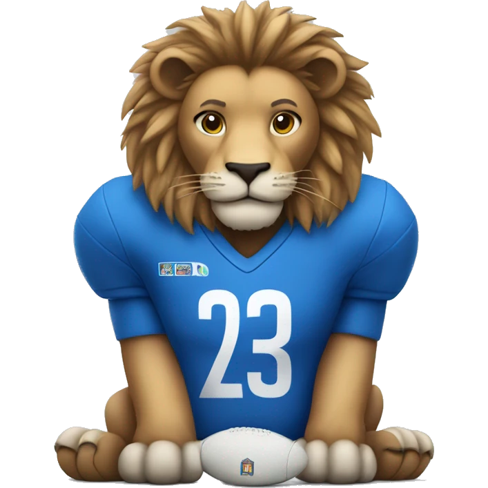 A lion wearing a blue football jersey  emoji