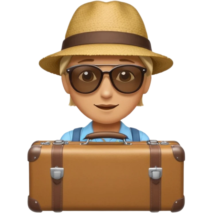 photorealistic tourist with a suitcase emoji