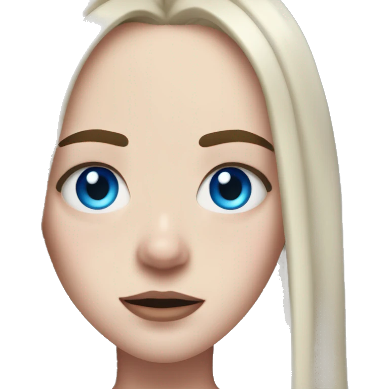 Billie eilish with red roots and blue eyes emoji