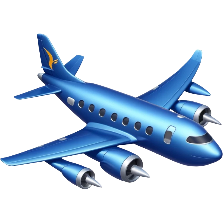 A fully co,poured dark blue plane emoji