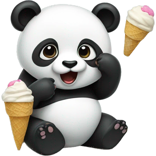 Panda eating ice cream emoji