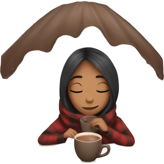 girl under planket with hot chocolate  emoji
