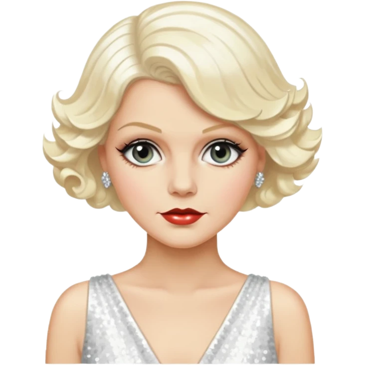 Jean Harlow with platinum blonde hair, white sequin outfit emoji