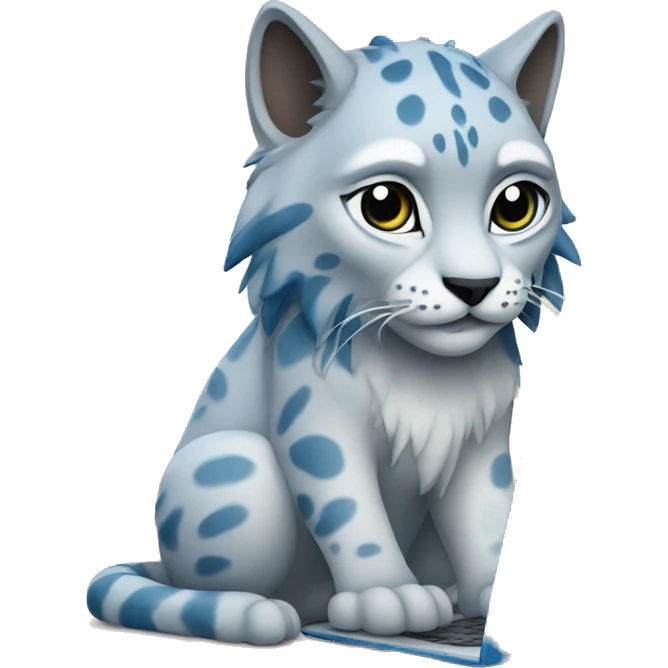 A blue lynx with a laptop emoji