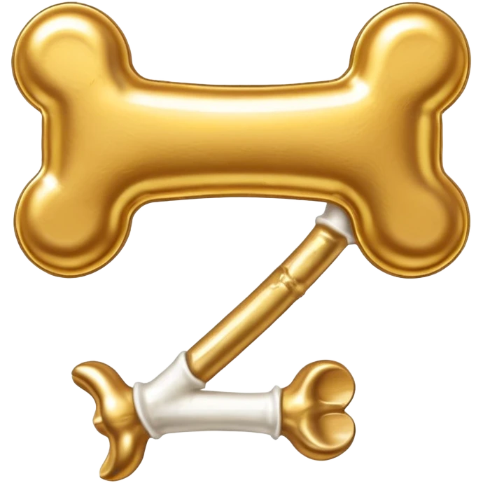 please generate an emoji of a  golden plated dog treat in the shape of a bone emoji