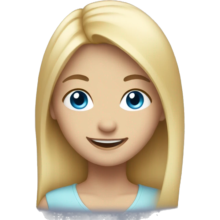smiling girl with blonde hair and blue eyes  emoji