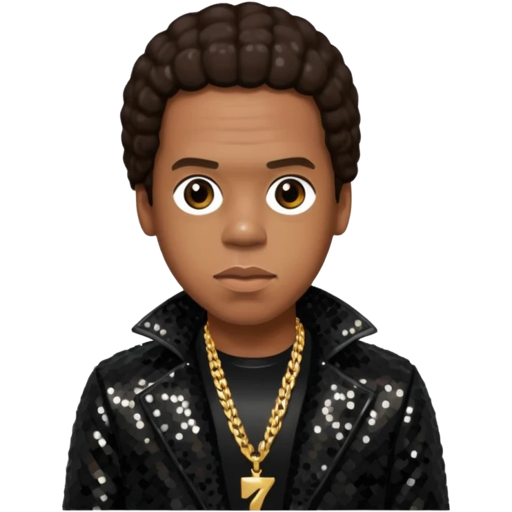 Jay-Z with dark brown hair, black sequin outfit emoji