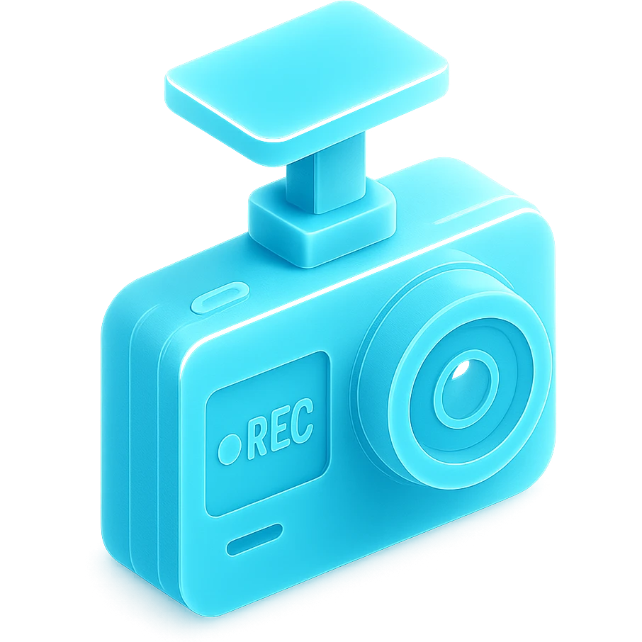 Dashcam recording  in light neon blue emoji