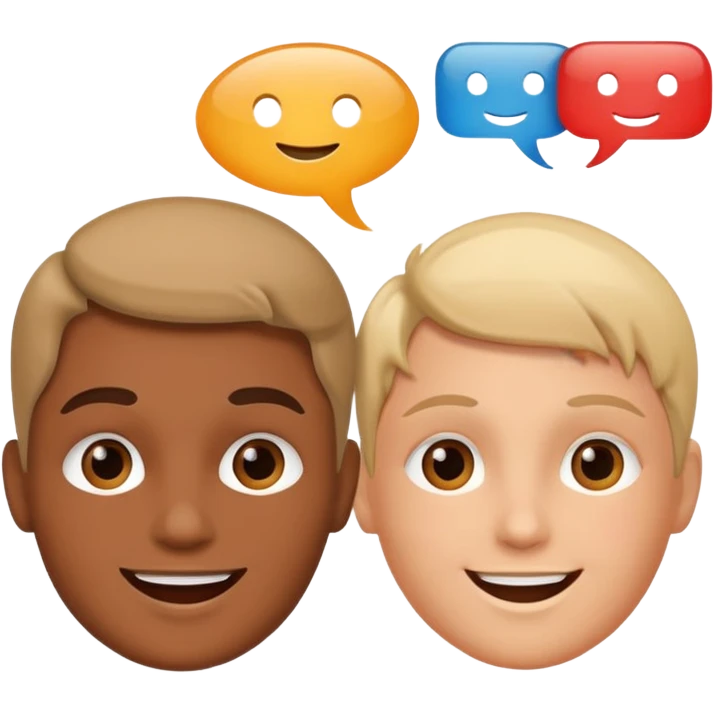 two faces connected by speech bubbles emoji