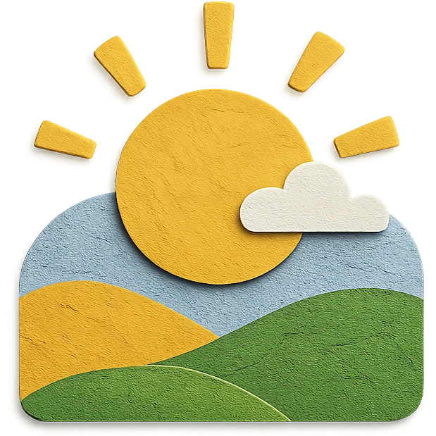 sunny landscape scene in paper craft style emoji