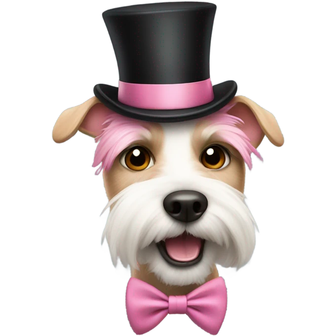Pink terrier with top hat and tie  emoji