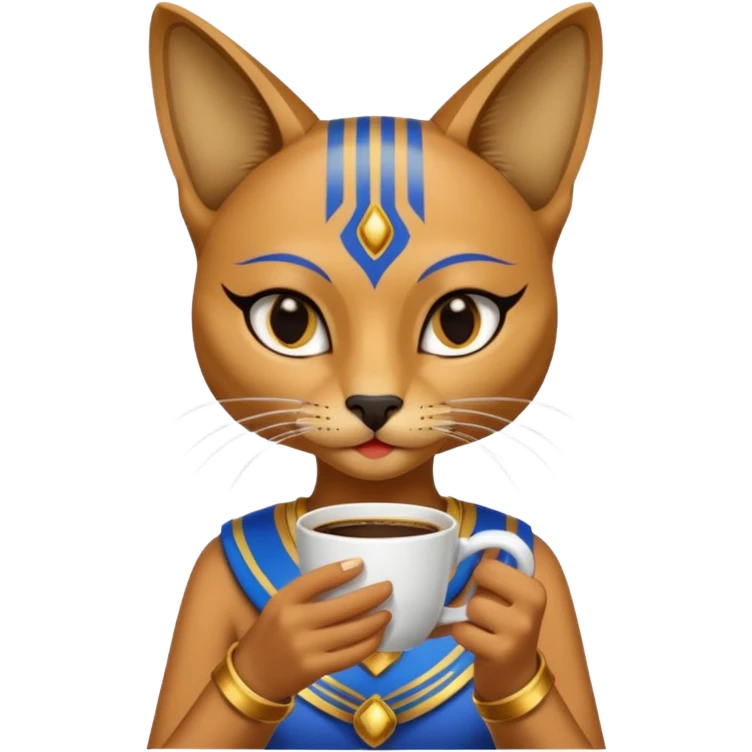 Bastet god drink coffee emoji