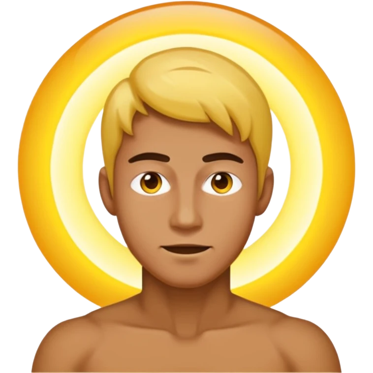 A man with no shirt and oura surrounding him like goku emoji