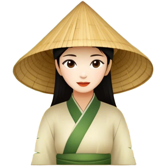 ​Cinematic Realistic Traditional Vietnamese Nón Lá, depicted as a delicately crafted conical hat made of bamboo and palm leaves with subtle texture and natural wear, set against a serene rural backdrop bathed in warm, soft sunlight, evoking authentic cultural heritage, emoji