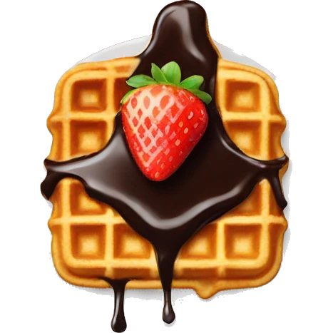 Waffle with chocolate sauce and strawberry on top  emoji