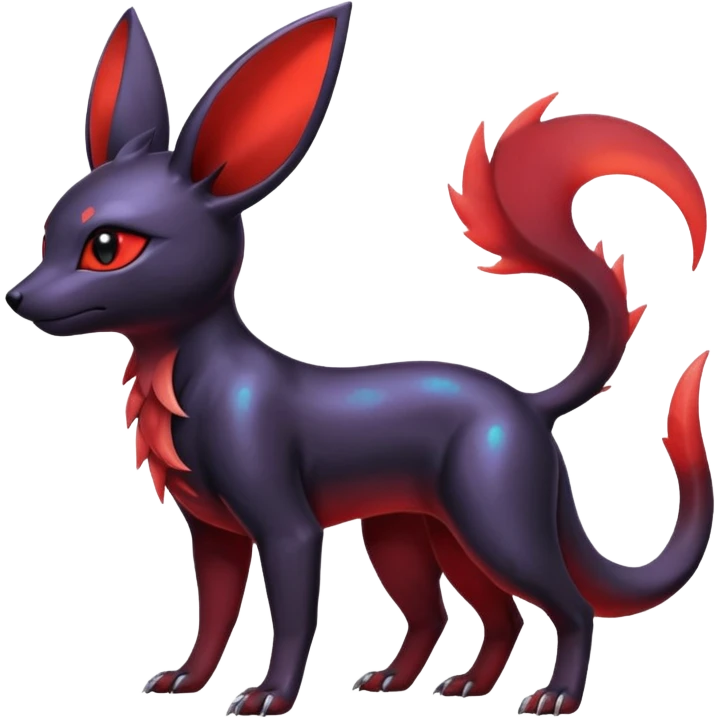  Shiny red iridescent Umbreon-Salandit-Jolteon-fusion emoji