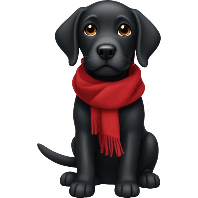 Black labrador wearing a red scarf emoji