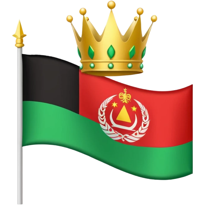 ایموجی پرچم تاجیکان افغانستان مردمان تاجیک افغانستان است رنگ پرچم سبز کم رنگ و سفید و سیاه و نوار سفید تاج طلایی و هفت نور طلایی برام درست کن emoji